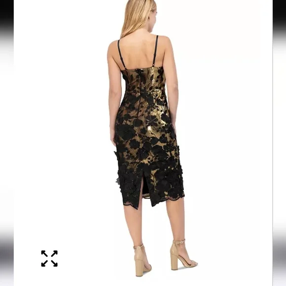$268 Eliza J Women's Floral-Appliqué Sequinned Dress Sz 2 NWT Cocktail Glam - Picture 3 of 16